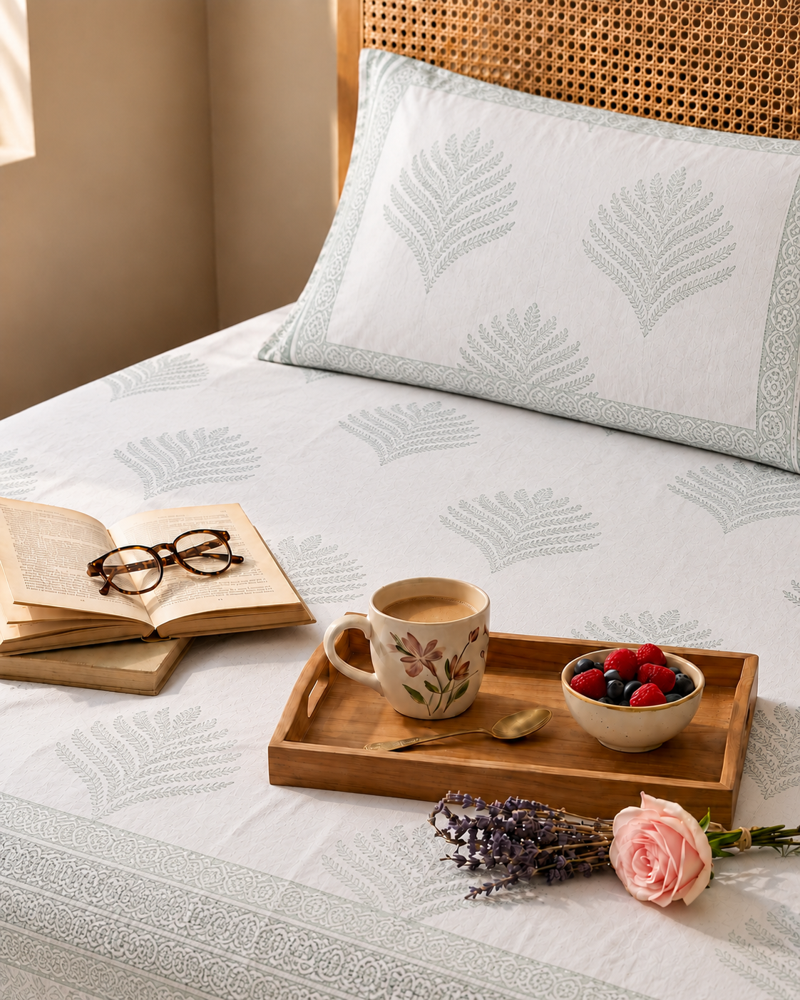 White Meadow Cotton Bedsheet Set – Super King Size