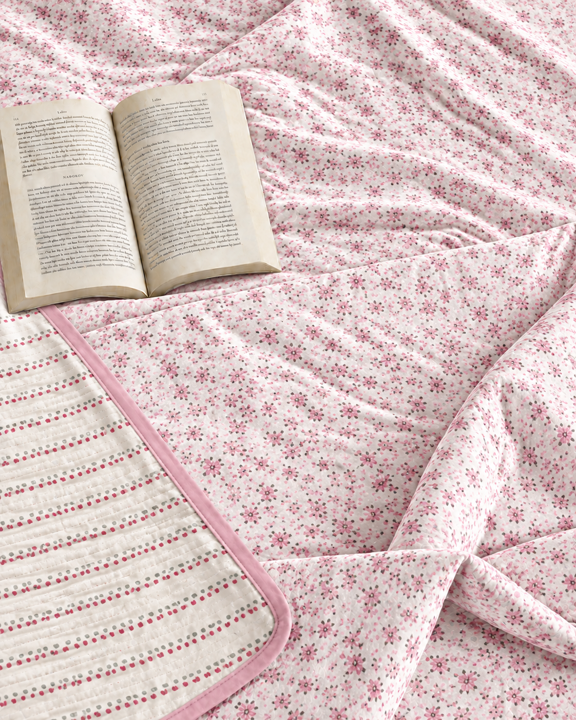 Pink Floral Reversible Double Bed Dohar