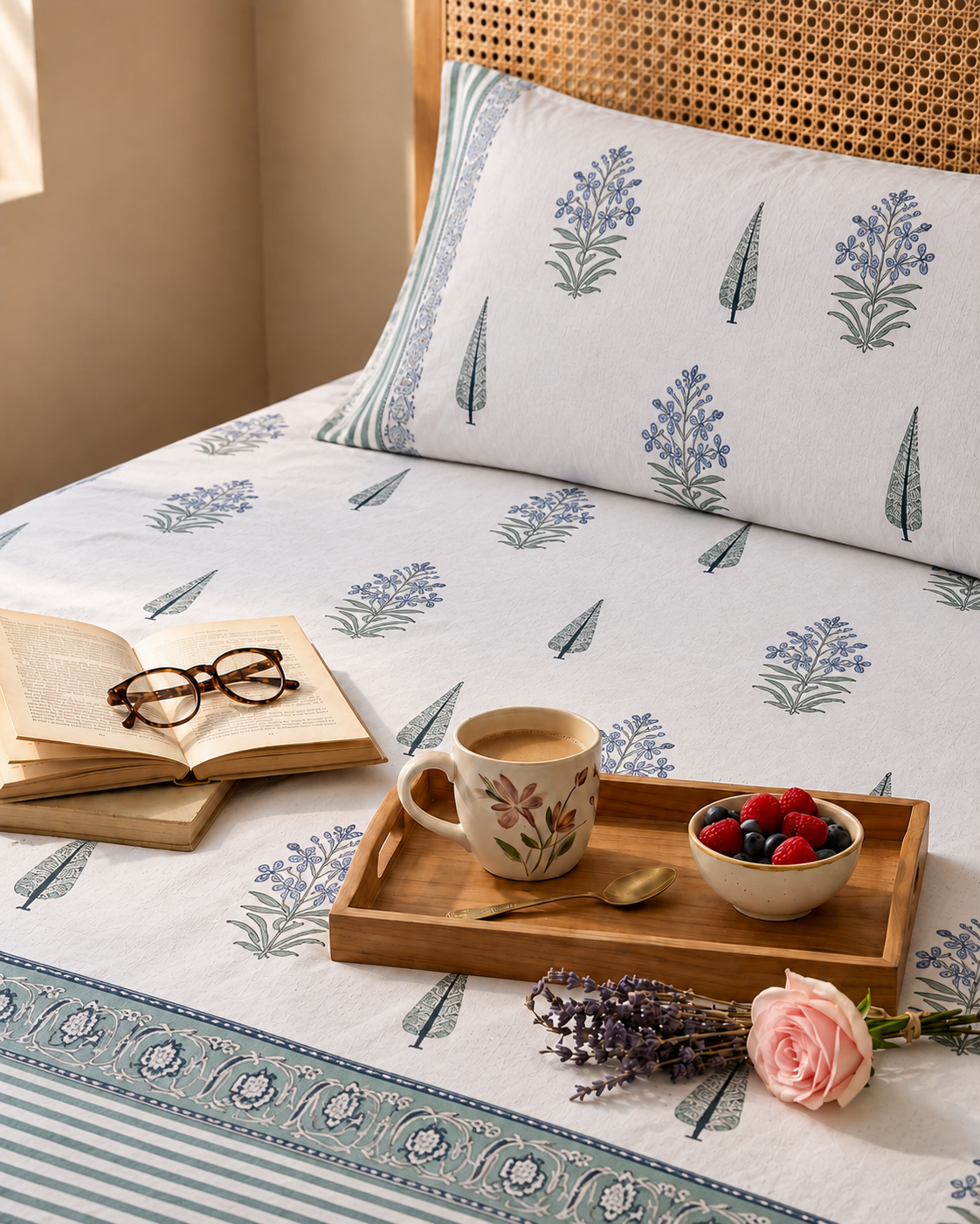 Floral Meadow Cotton Super King Bedsheet Set