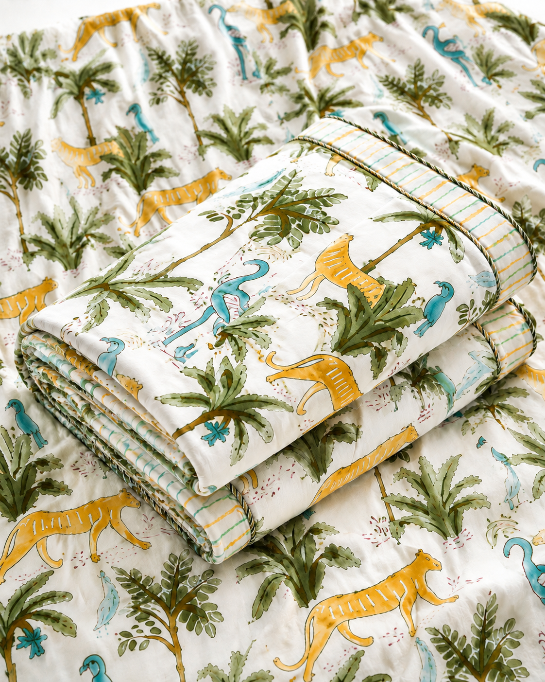 Jungle Adventure Cotton Reversible Quilted Kids Blanket