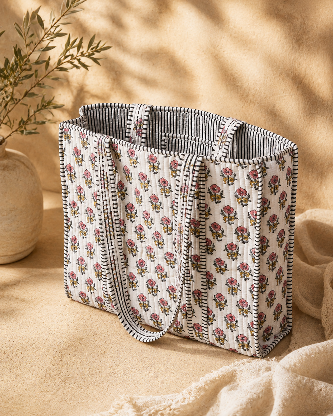 Blush Marigold Quilted Cotton Tote