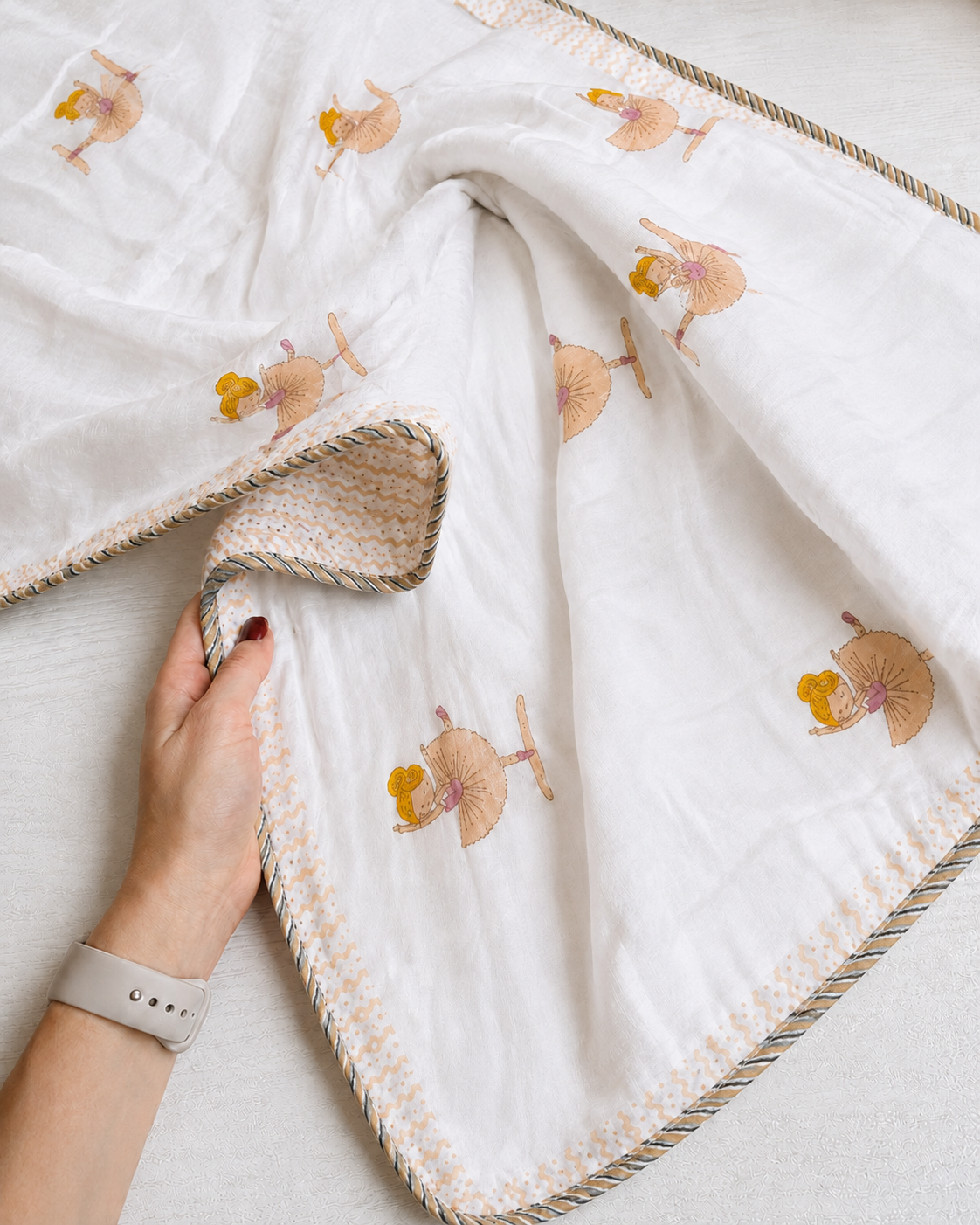 Ballerina Dreams Reversible Cotton Kids Blanket With Floral Reverse