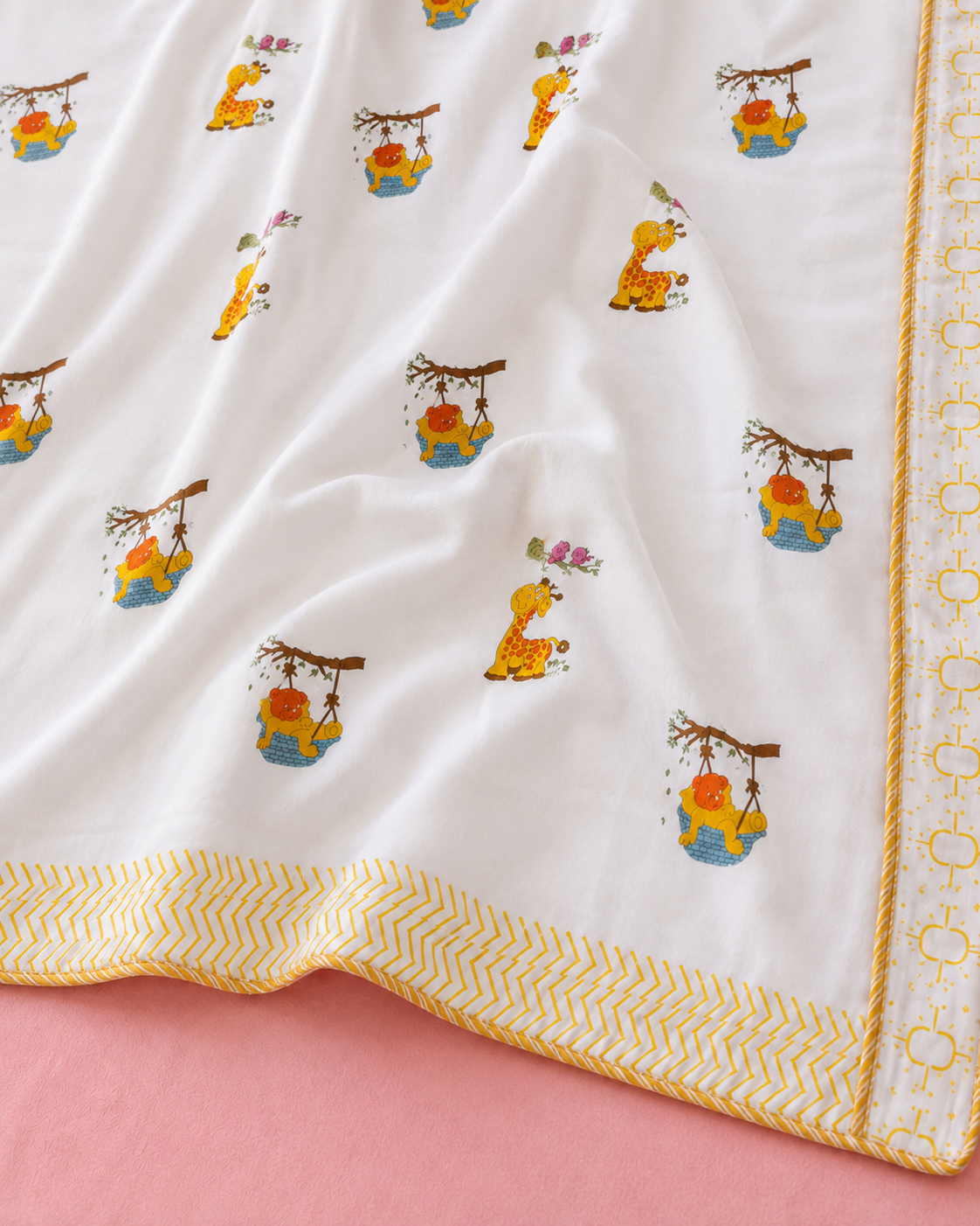 Little Safari Hand Block Printed Pure Cotton Kids Dohar – Reversible