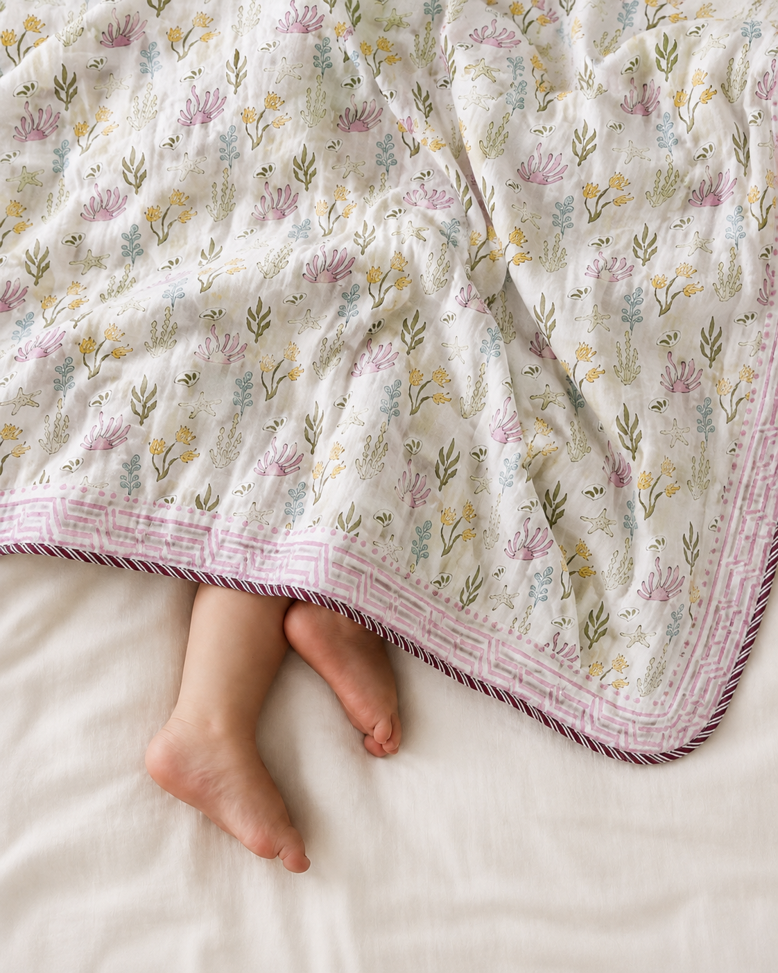 Little Meadow Hand Block Printed Pure Cotton Kids Dohar – Reversible