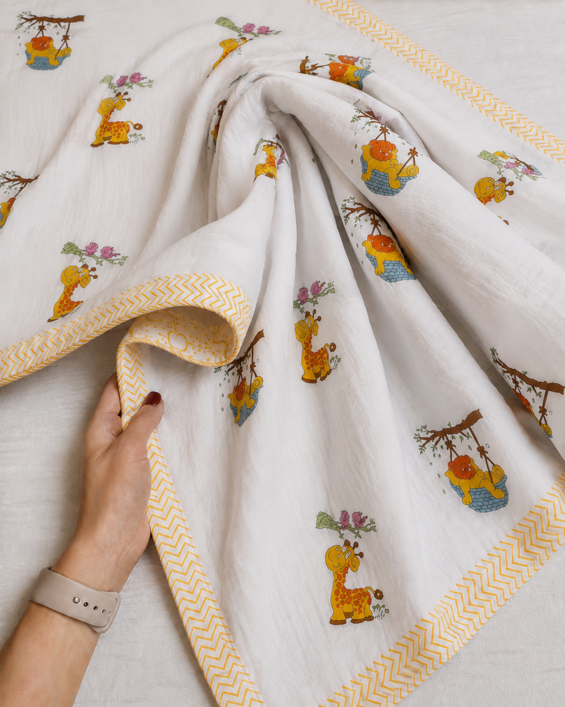 Little Safari Hand Block Printed Pure Cotton Kids Dohar – Reversible